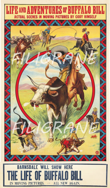SPECTACLE BUFFALO BILL Rzbc-POSTER/REPRODUCTION  d1 AFFICHE VINTAGE