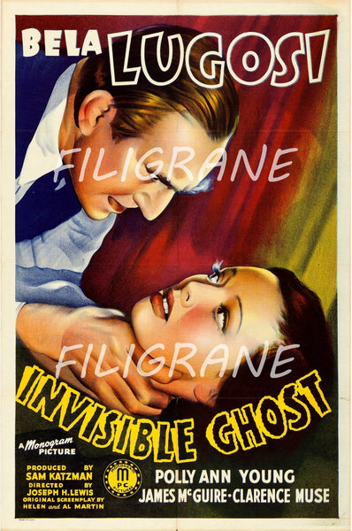 INVISIBLE GHOST FILM Rejo-POSTER/REPRODUCTION d1 AFFICHE VINTAGE