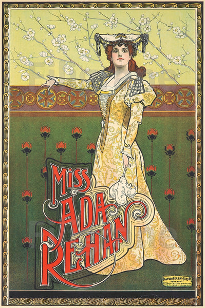 SPECTACLE Miss ADA REHAN Raht-POSTER/REPRODUCTION  d1 AFFICHE VINTAGE