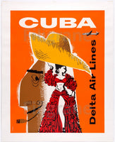 CUBA DELTA AIRLINES Retx-POSTER/REPRODUCTION d1 AFFICHE VINTAGE